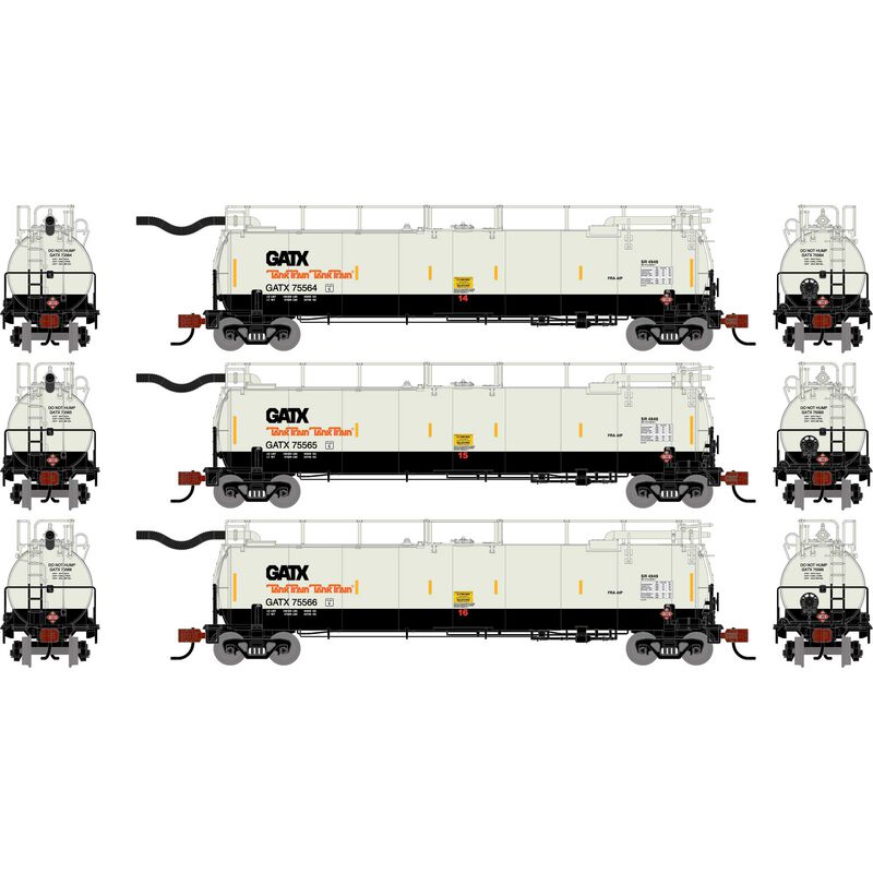 N TankTrain Intermediate, GATX White/Black #75564/75565/75566 (3)