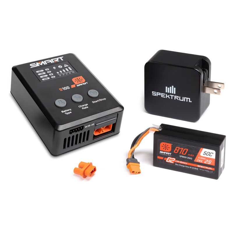 Smart Powerstage Surface Bundle: 810mAh 2S 50C LiPo Battery (IC2) / S100 Charger / 65W Power Supply / Adapter
