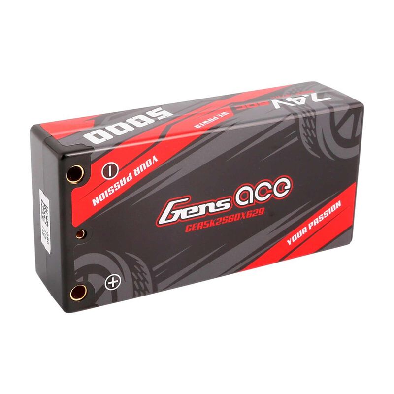 7.4V 5000mAh 2S 60C Shorty Hardcase LiPo Battery: 4mm Tubes