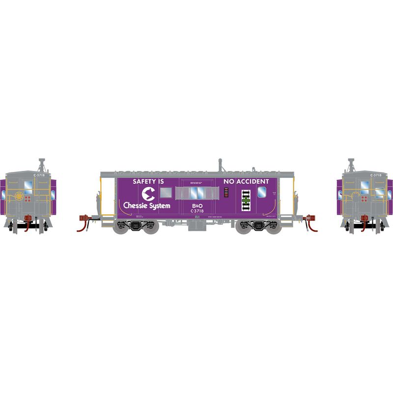 HO GEN ICC Bay Window Caboose w/Lights & Sound, BO 'Chessie/BO Safety Caboose'  #C-3718