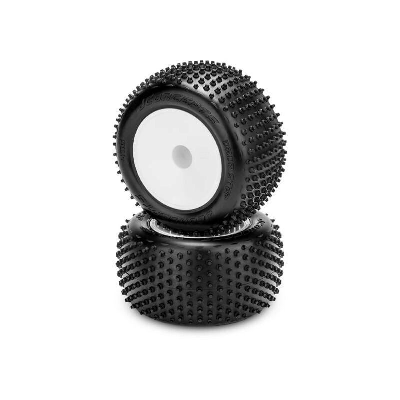 1/10 Drop Step 2.2" Pre-Mounted Stadium Truck Tires, White Wheels, Pink Compound (2)