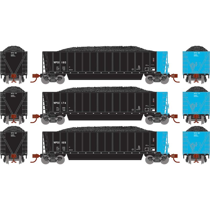 N ATH Berwick Bathtub Gondola with Load, WPSX #169/174/180 (3)