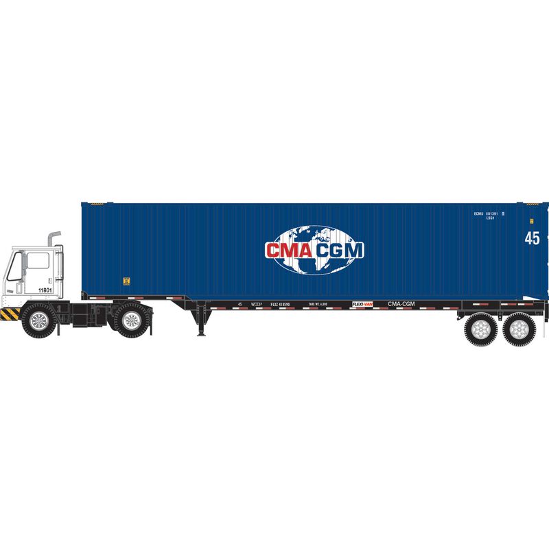 HO ECMU Set, 45' Container #801391 5/45' Chassis #418590/Yard Tractor #11801 (3)