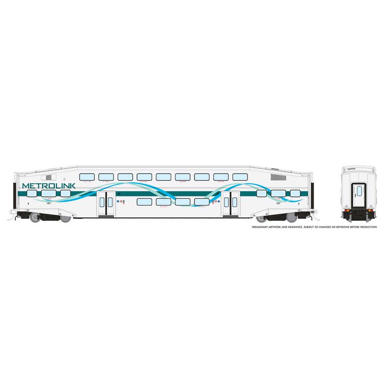 HO BiLevel Commuter Car METLK White Ribbon Coach 187