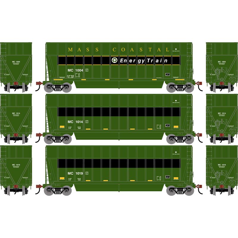 HO ATH Berwick Bathtub Extended Side Gondola, MC #1004/1014/1019 (3)