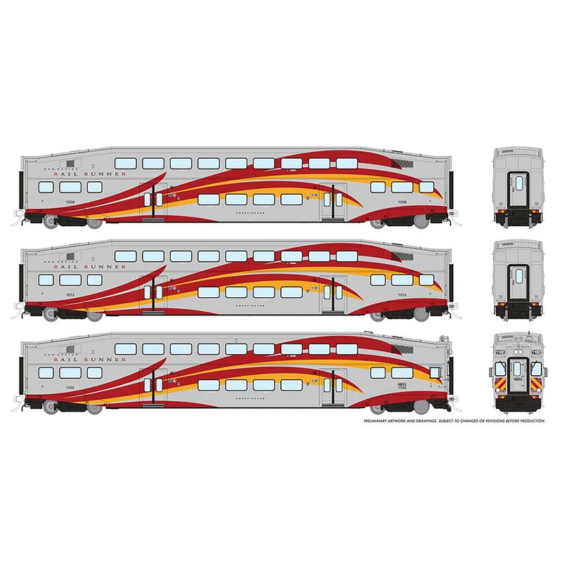 HO BiLevel Commuter Car Rail Runner Set #1