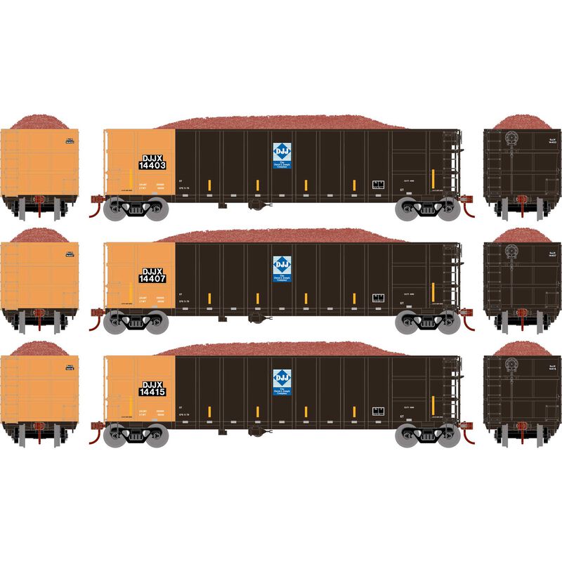 HO Thrall High Side Gondola with Load, DJJX #3 (3)