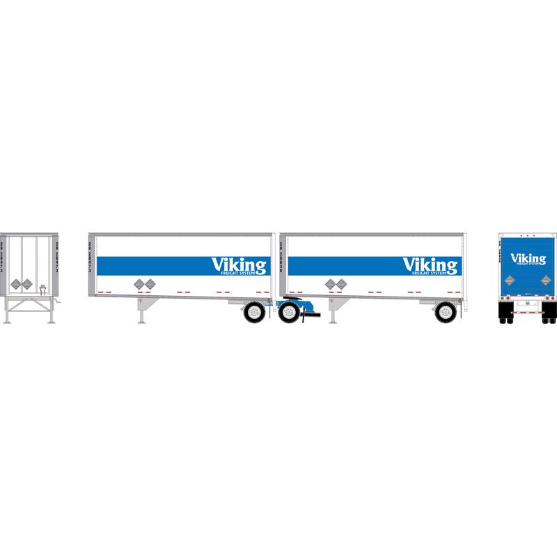 HO ATH 28' Wedge Trailers w/Dolly, Viking Trailers #28 33754/28 33853; Dolly #3011616