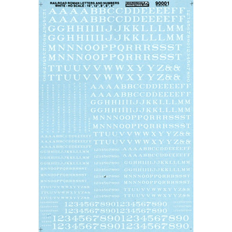HO Letters & Numbers, Roman/White