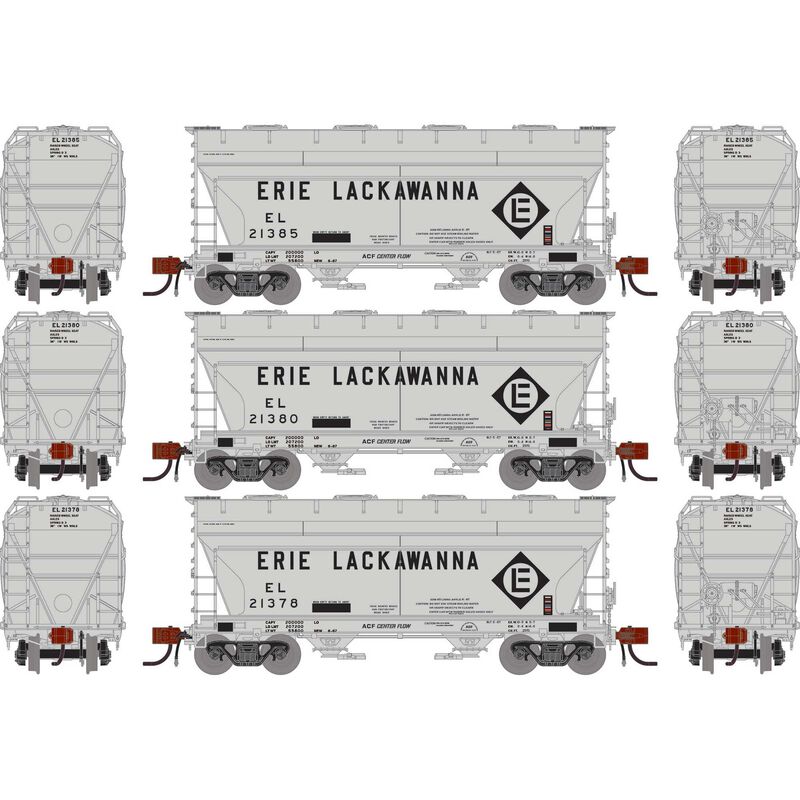 N ACF 2970 Covered Hopper, EL with ACI Primed For Grime #21378/21380/21385 (3)