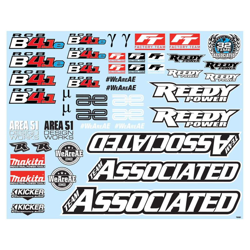 Decal Sheet, 1/8 Team Associated RC8B4.1