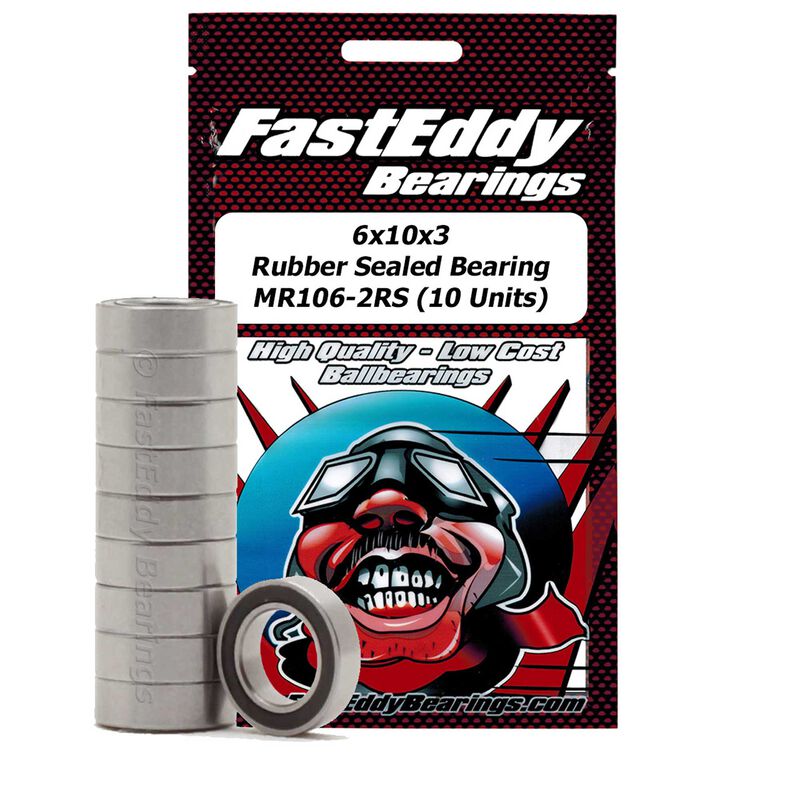 6x10x3 Rubber Sealed Bearing, MR106-2RS (10)