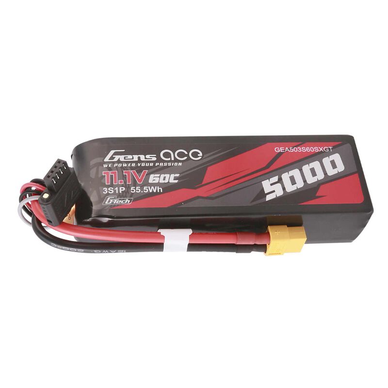 11.1V 5000mAh 3S 60C G-Tech Smart Short-Size LiPo Battery: XT60