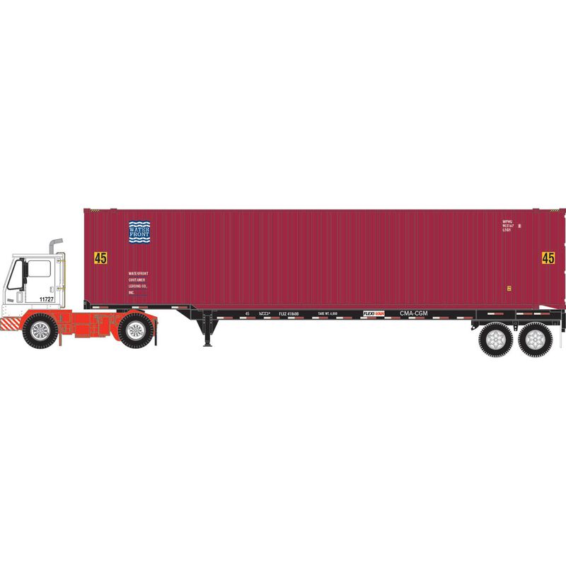 HO WFHU Set, 45' Container #902168 9/45' Chassis #418600/Yard Tractor #11727 (3)