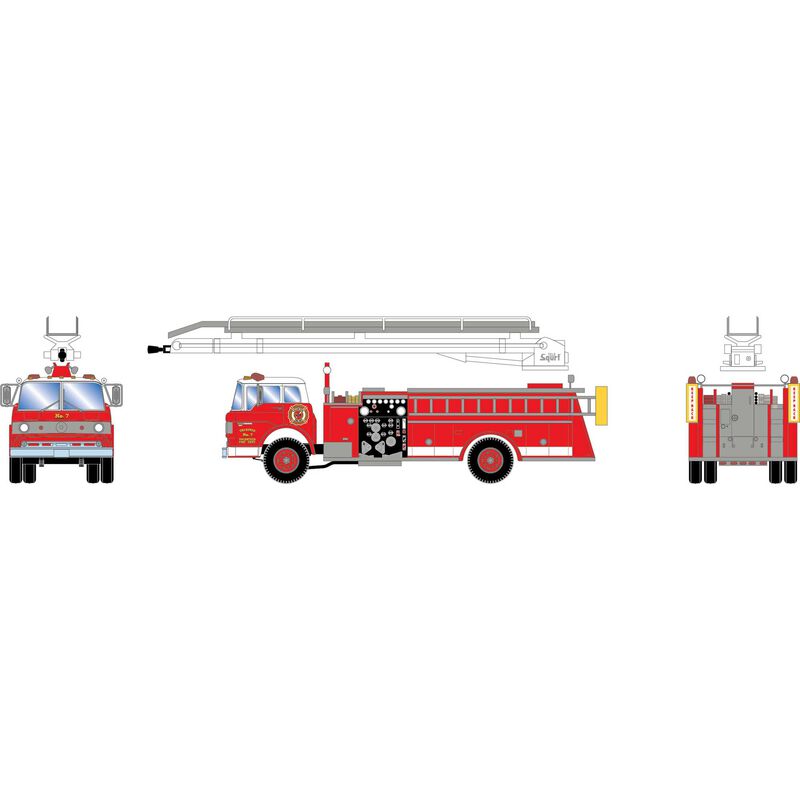 HO ATH Ford C Fire Truck Telesqurt, Tri-State Volunteer Fire #7