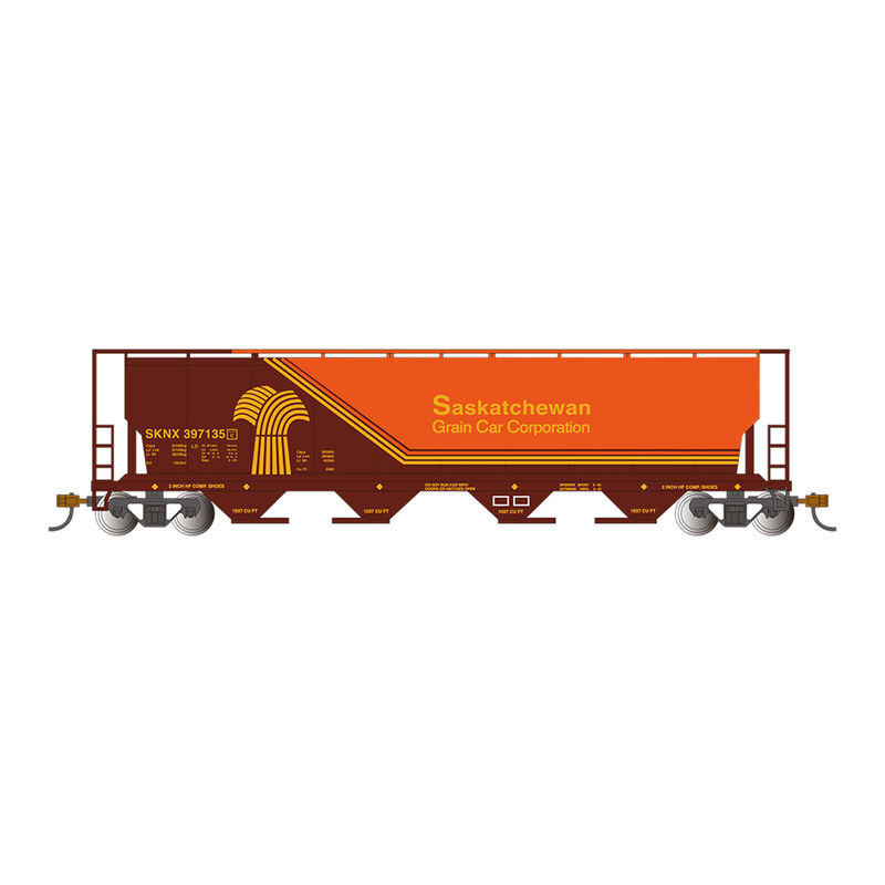 HO 4-Bay Cylindrical Hopper with FRED, SKNX Brown & Orange