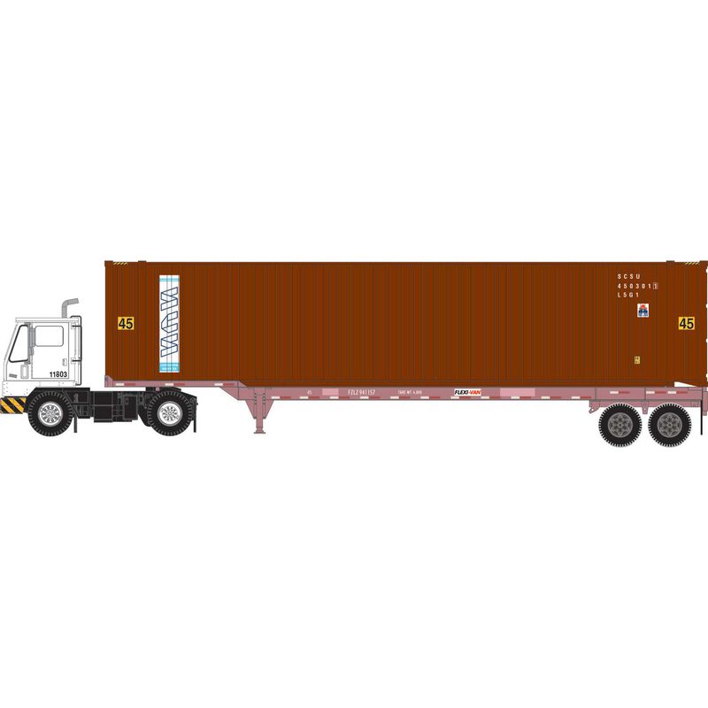 HO SCSU Set, 45' Container #450302 3/45' Chassis #941157/Yard Tractor #11803 (3)