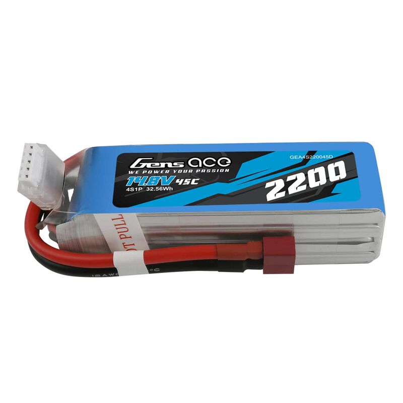 14.8V 2200mAh 4S 45C LiPo Battery: Deans