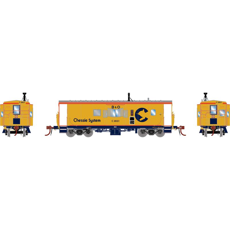 HO GEN ICC Bay Window Caboose w/Lights, BO 'Chessie' C-3831
