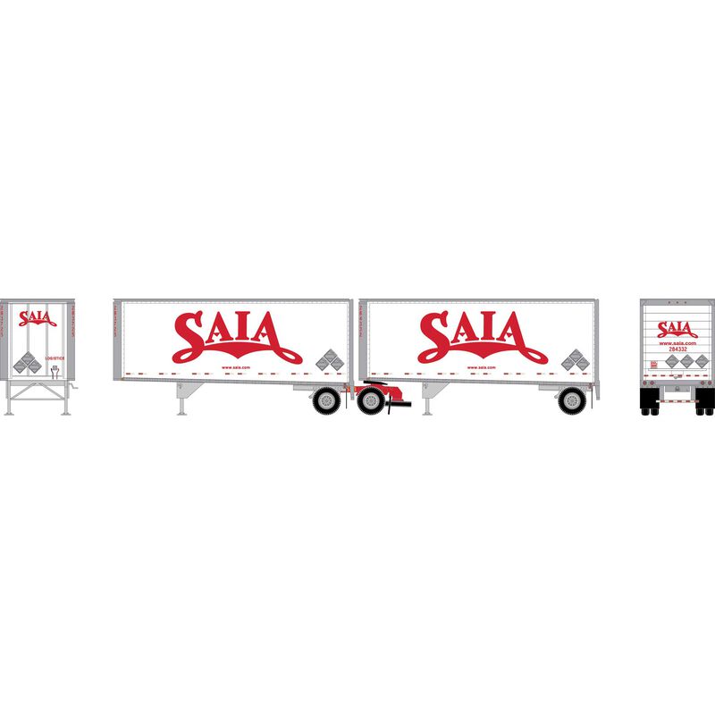 HO ATH 28' Wedge Trailers w/Dolly, Saia Trailers #283725/284332; Dolly #10556