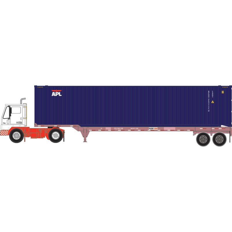 HO APHU Set, 45' Container #463112 7/45' Chassis #941130/Yard Tractor #11725 (3)