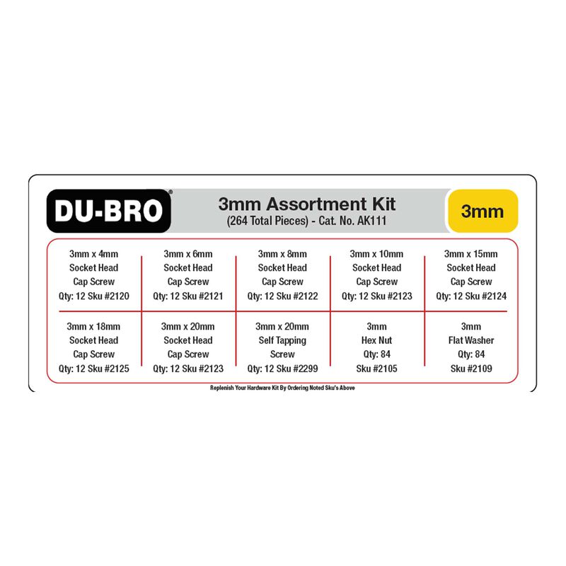 3mm Hardware Assortment Kit (264 pcs set)