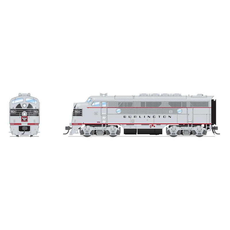 HO EMD F3A Locomotive, CBQ 9960C, Aluminum Black Stripes with Paragon4