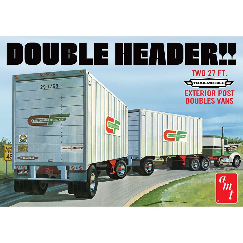 1/25 Tandem Van Semi Trailers Double Header Model Kit