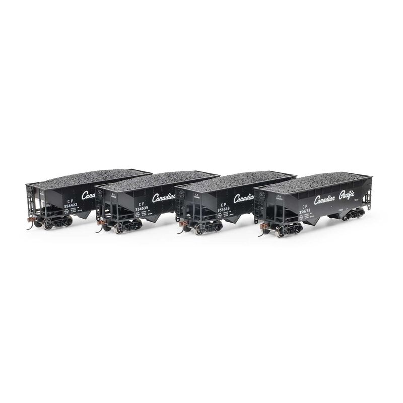HO 34' 2-Bay Offset Hopper with Coal Load, CP #354422 / 354535 / 654648 / 354763 (4)