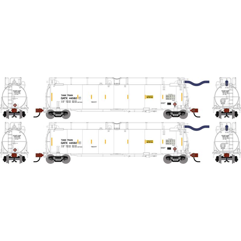N TankTrain Intermediate, GATX White #44582/44592 (2)