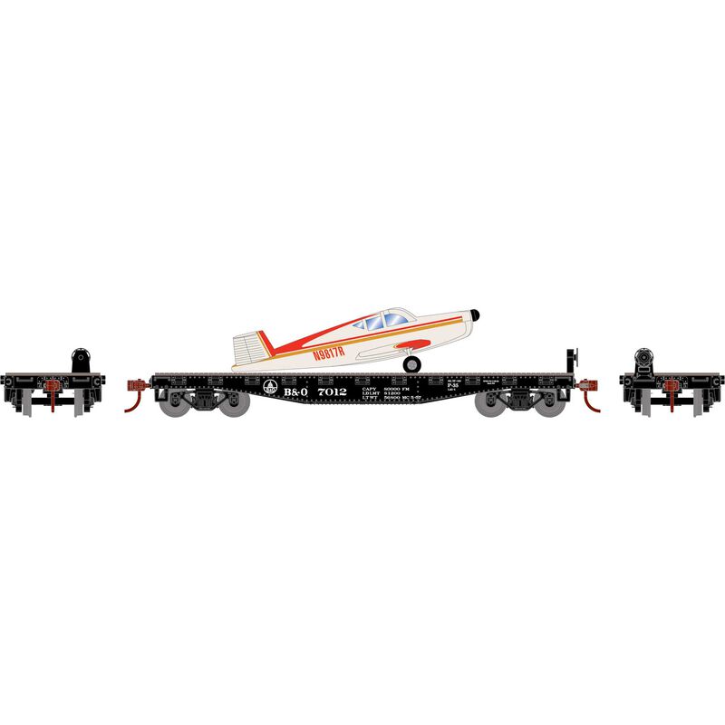 HO 40' Flat Car with Plane, B&O # 7012