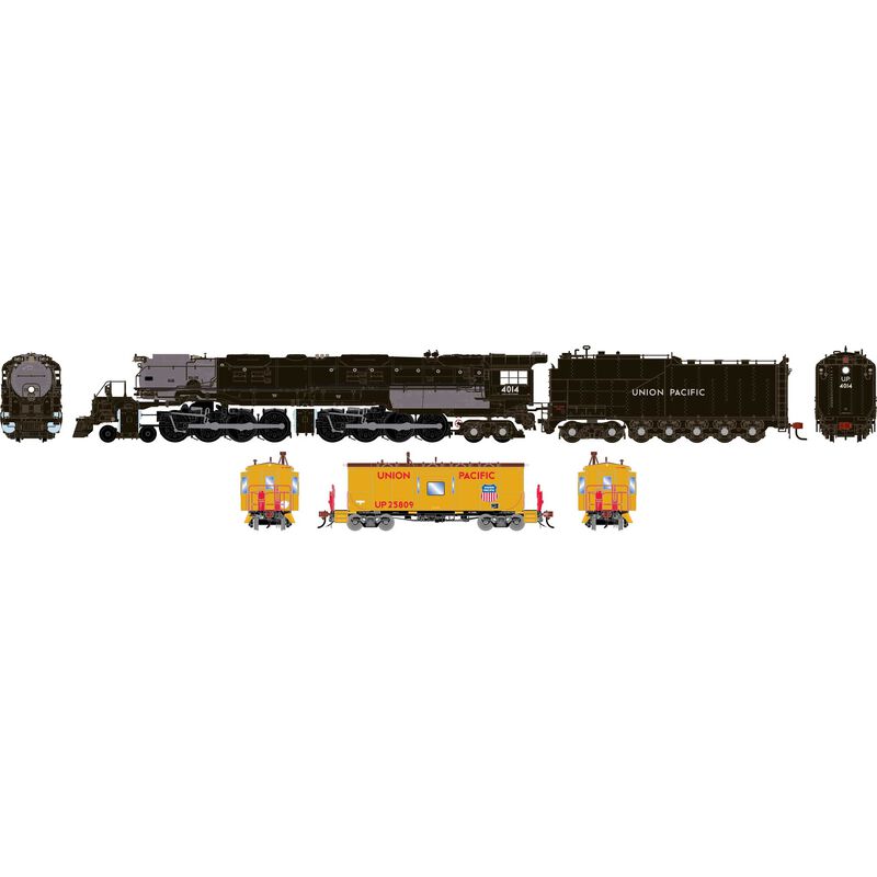 HO GEN 4-8-8-4 'Big Boy' Locomotive & CA-11 Caboose w/Lights, Locomotive-UP #4014, Caboose- UP 'Snowbus' #25809