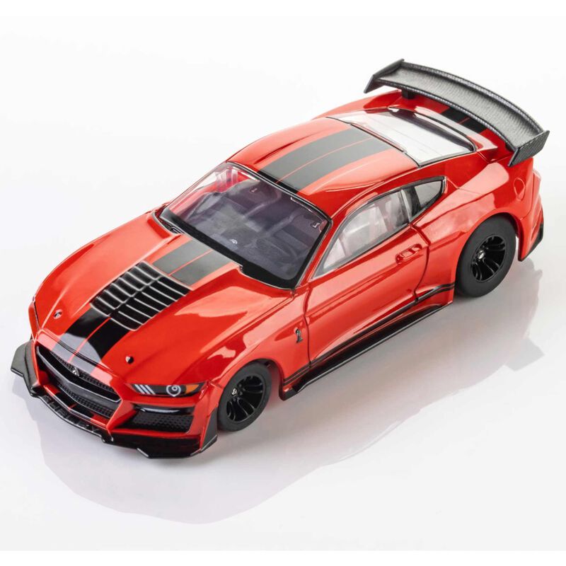 HO 2021 Ford Shelby GT500 Mega G+ Slot Car, Race Red & Black