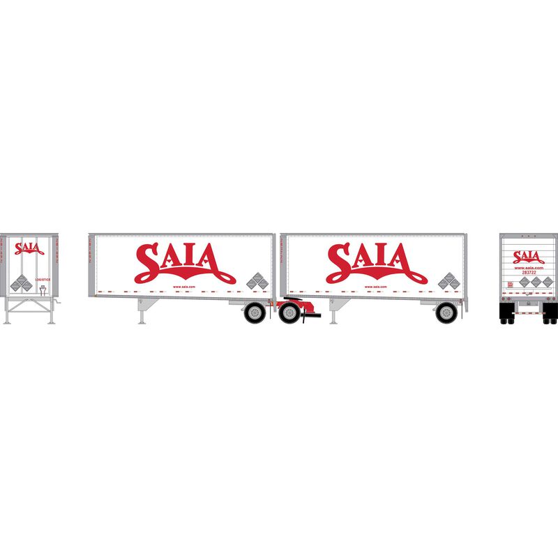 HO ATH 28' Wedge Trailers w/Dolly, Saia Trailers #281692/2873722; Dolly #10457