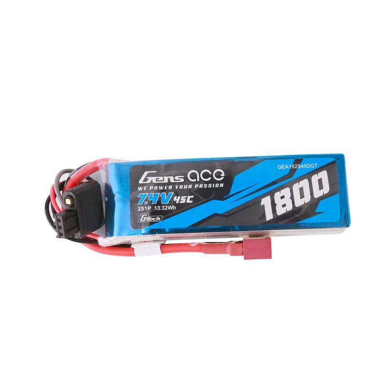 7.4V 1800mAh 2S 45C G-Tech Smart LiPo Battery: Deans