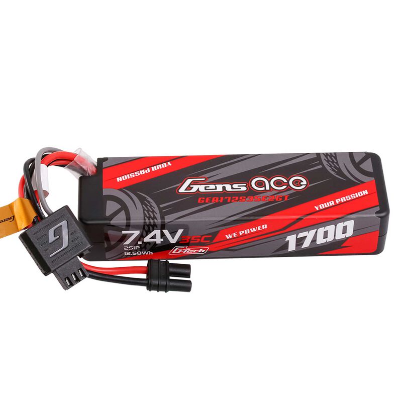 Gens ace 1700mAh 2S 35C 7.4V G-Tech Hardcase Lipo Battery with EC2 Plug