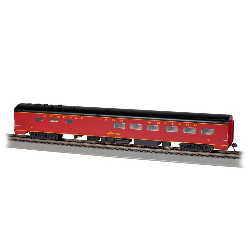 HO 85' Smooth-Side Dining Car w/ Lighted Interior - Norfolk & Western #491