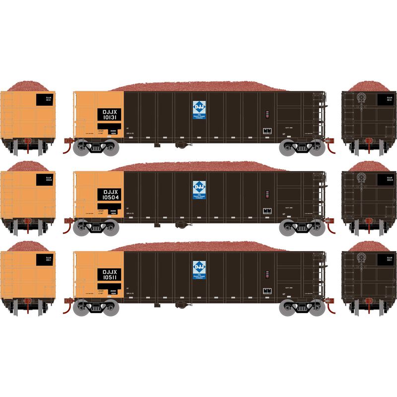 HO Thrall High Side Gondola with Load, DJJX #1 (3)