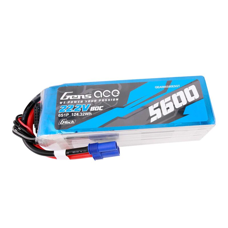 22.2V 5600mAh 6S 80C G-Tech Smart LiPo Battery: EC5
