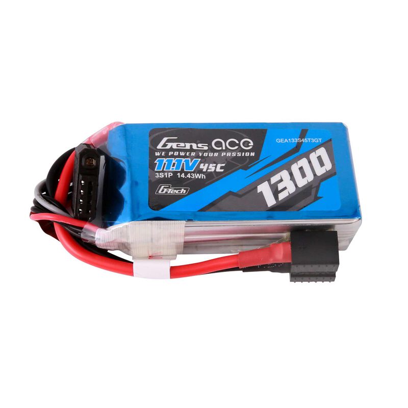 11.1V 1300mAh 3S 45C G-Tech Smart LiPo Battery: EC3/ Deans