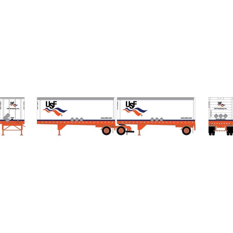 HO ATH 28' Wedge Trailers w/Dolly, USF Trailers #284166/284416; Dolly #32107