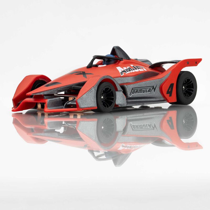 HO Formula N #4 Mega G+ Slot Car, Red & Gray
