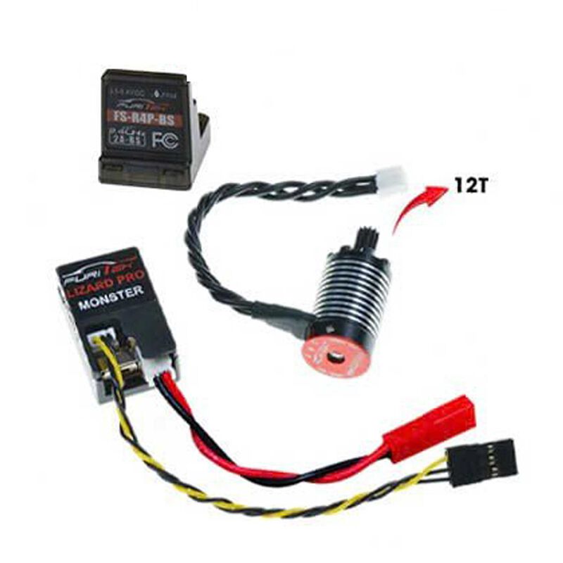 Monster Power Combo: Lizard Pro Brushless ESC & Mini Godzilla 1410 7500KV Motor w/ Receiver, 1/18 Redcat MT-18