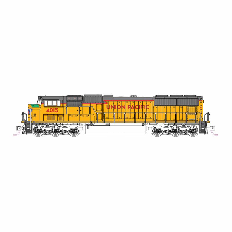 N SD70M Locomotive, Flat Radiator UP #4015 Excursion with DCC