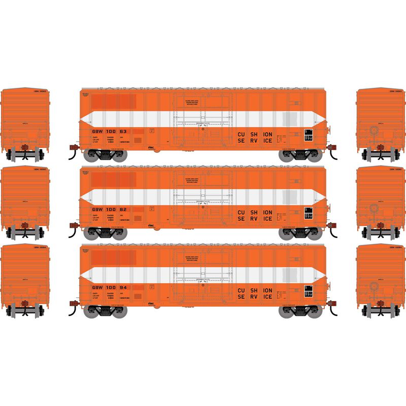 HO ATH 50' FMC 5327 12' Plug Door Box Car, GBW #10063/10082/10094 (3)