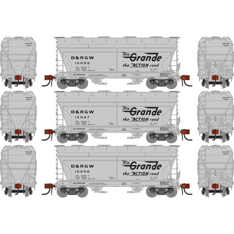 N ACF 2970 Covered Hopper, DRGW #15996/15997/15999 (3)