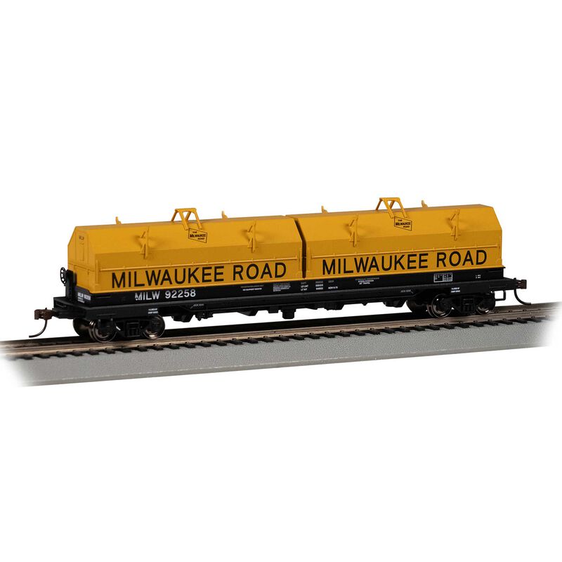 HO 55' Steel Coil Car w/ Coil Load & Angled Hood - Milwaukee Road #92258