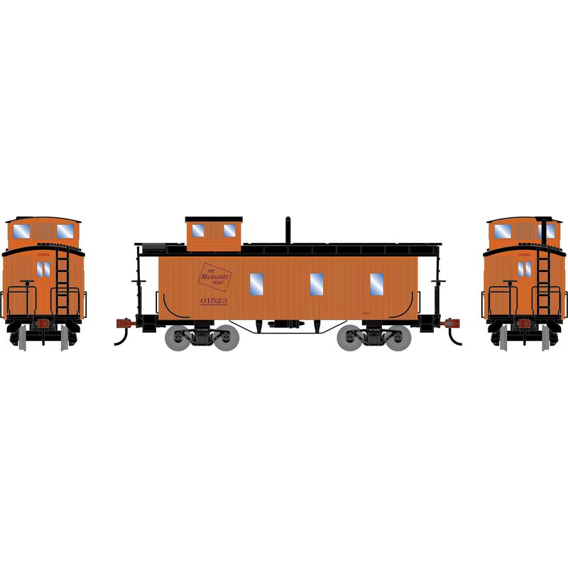 HO ATH 3-Window Wood Caboose, MILW #01523
