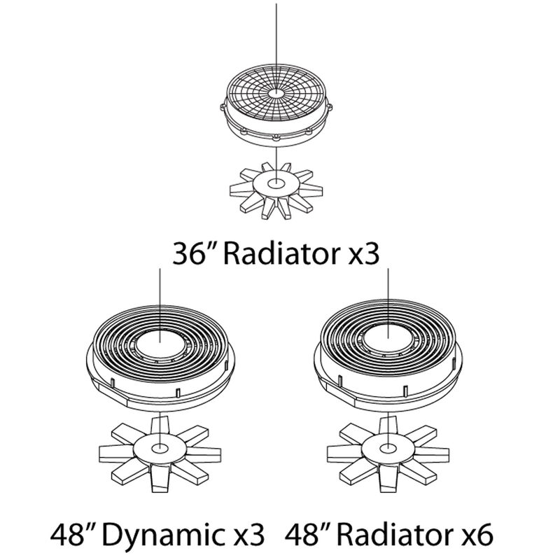 HO Fans Set, 48" Early Pan Top (3)