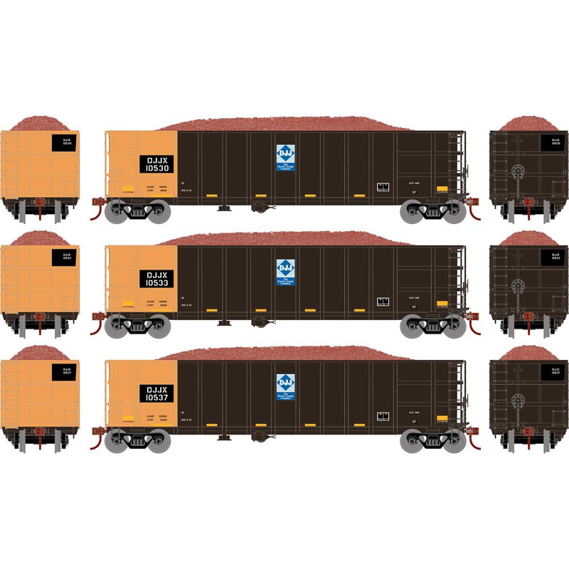 HO Thrall High Side Gondola with Load, DJJX #2 (3)